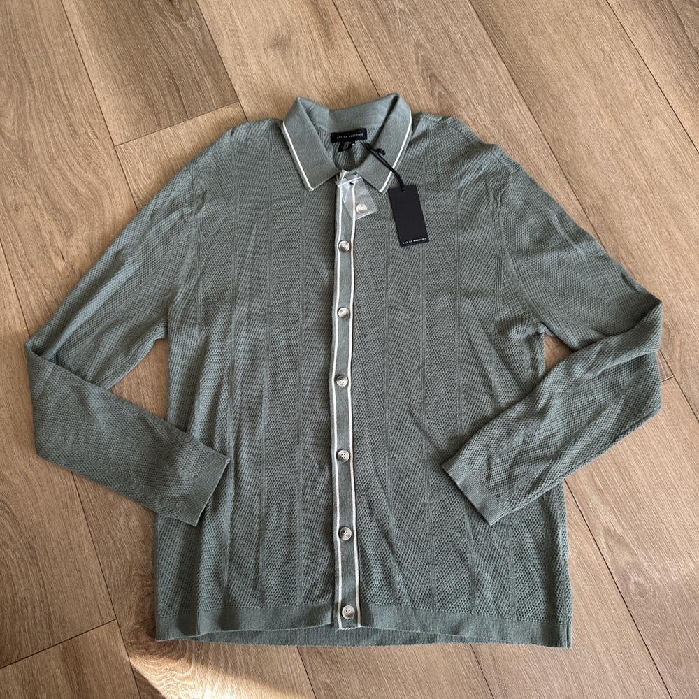 Art of Rhetoric Men's Long Sleeve Button Down Waffle Knit Cardigan Sweater‎ Med